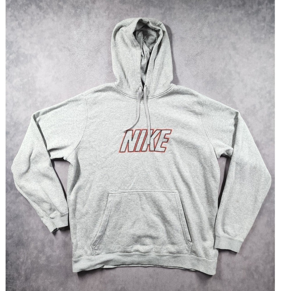 Nike Pullover Hoodie Embroidered Logo Athletic Mens XL Gray